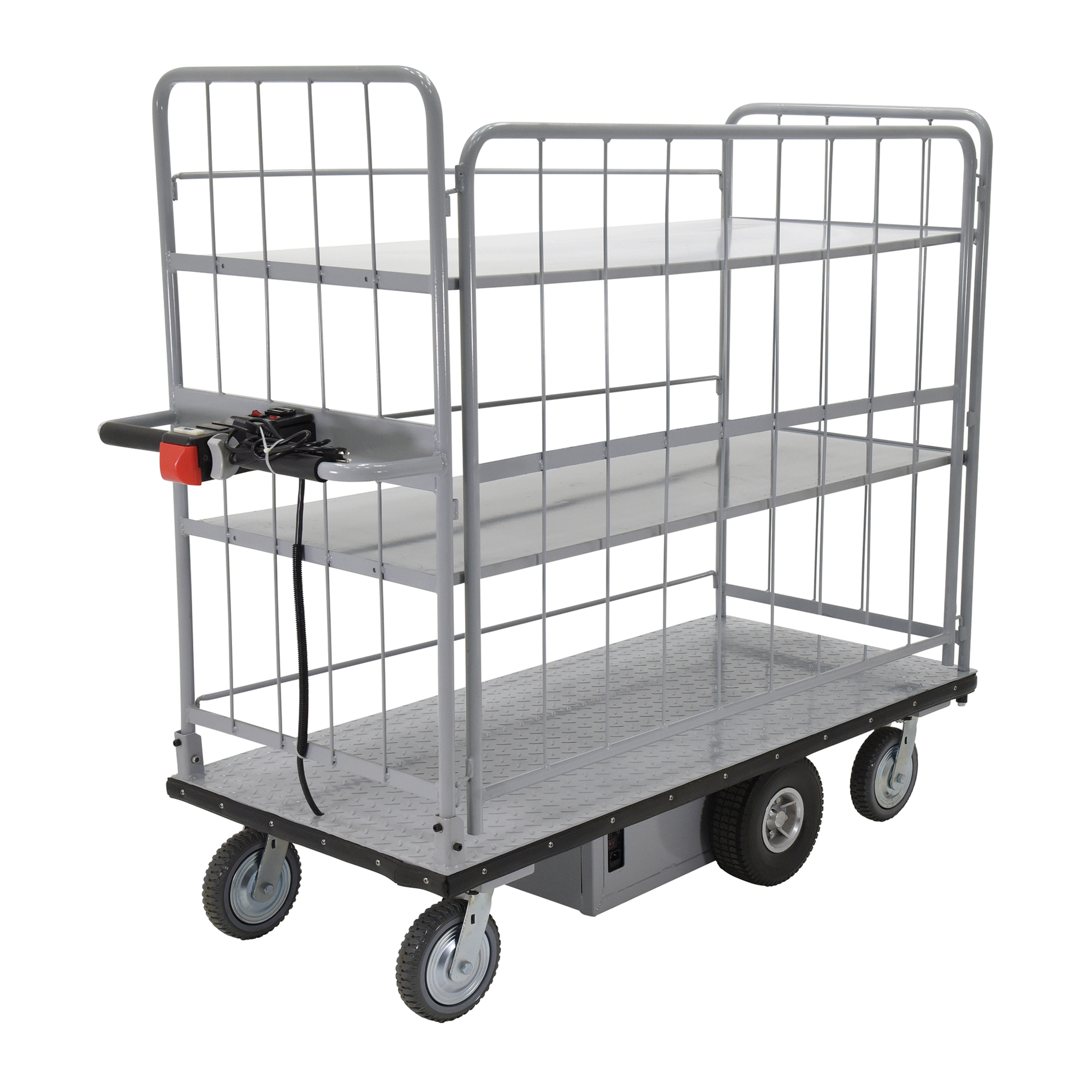 Vestil Electric Material Handling Cart - 60in. x 28in., 500-Lb. Capacity, 2 Shelves, Model# EMHC-2860-4